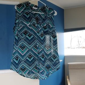 New York and Co blue aqua sleeveless top size larg
